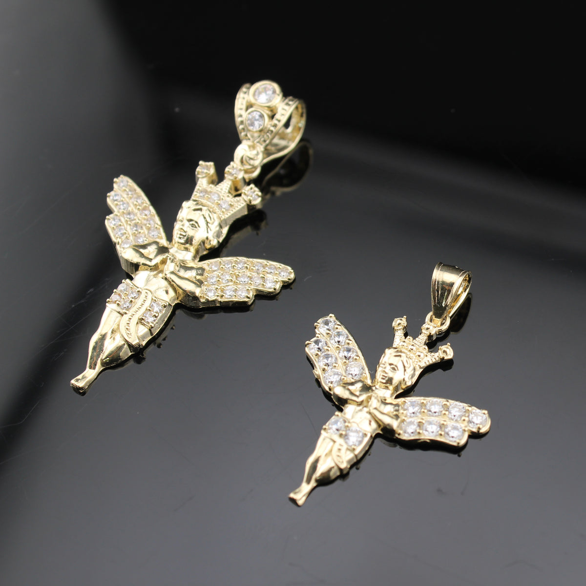 Colgante de ángel de oro de 10K real