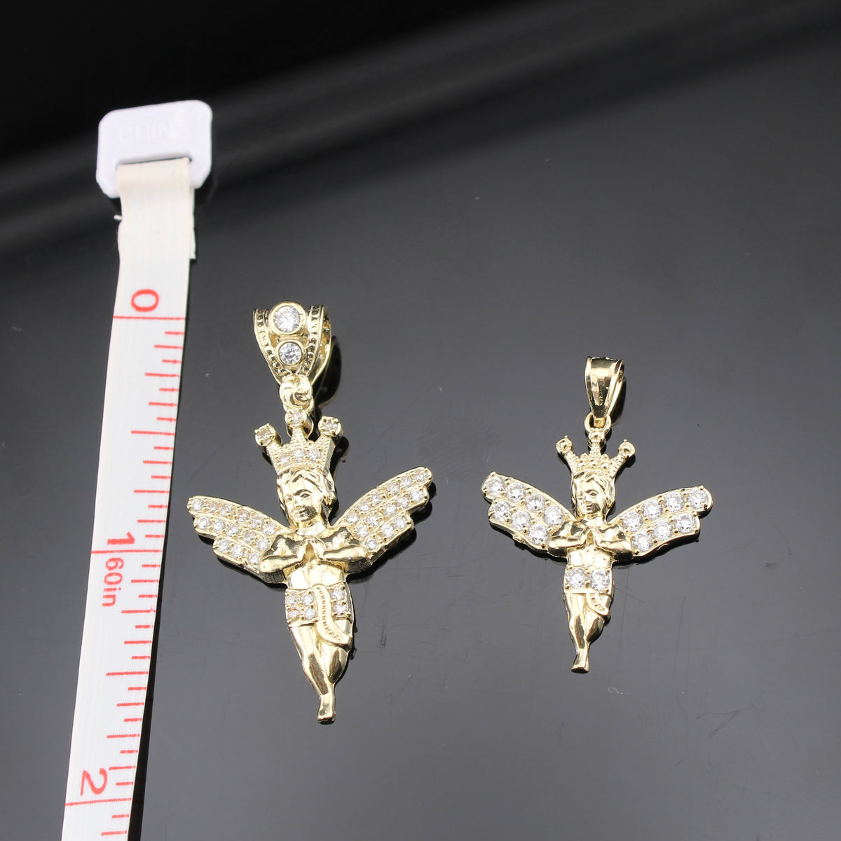 Colgante de ángel de oro de 10K real
