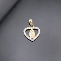 Real 10K Gold Virgin Mary Heart Pendant