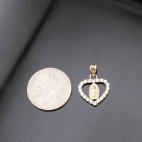 Real 10K Gold Virgin Mary Heart Pendant