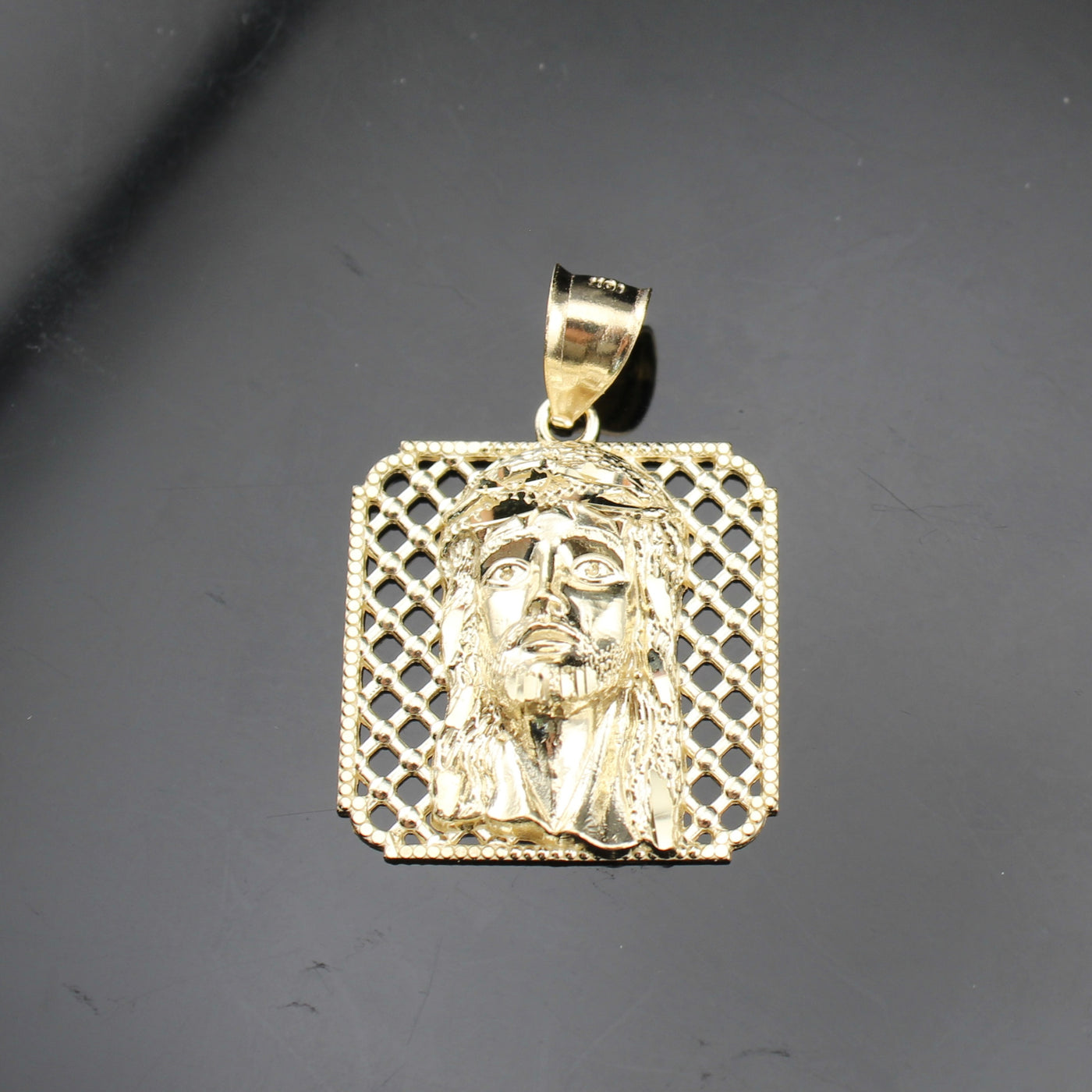 10K Real Gold Jesus Pendant Square