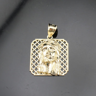 10K Real Gold Jesus Pendant Square