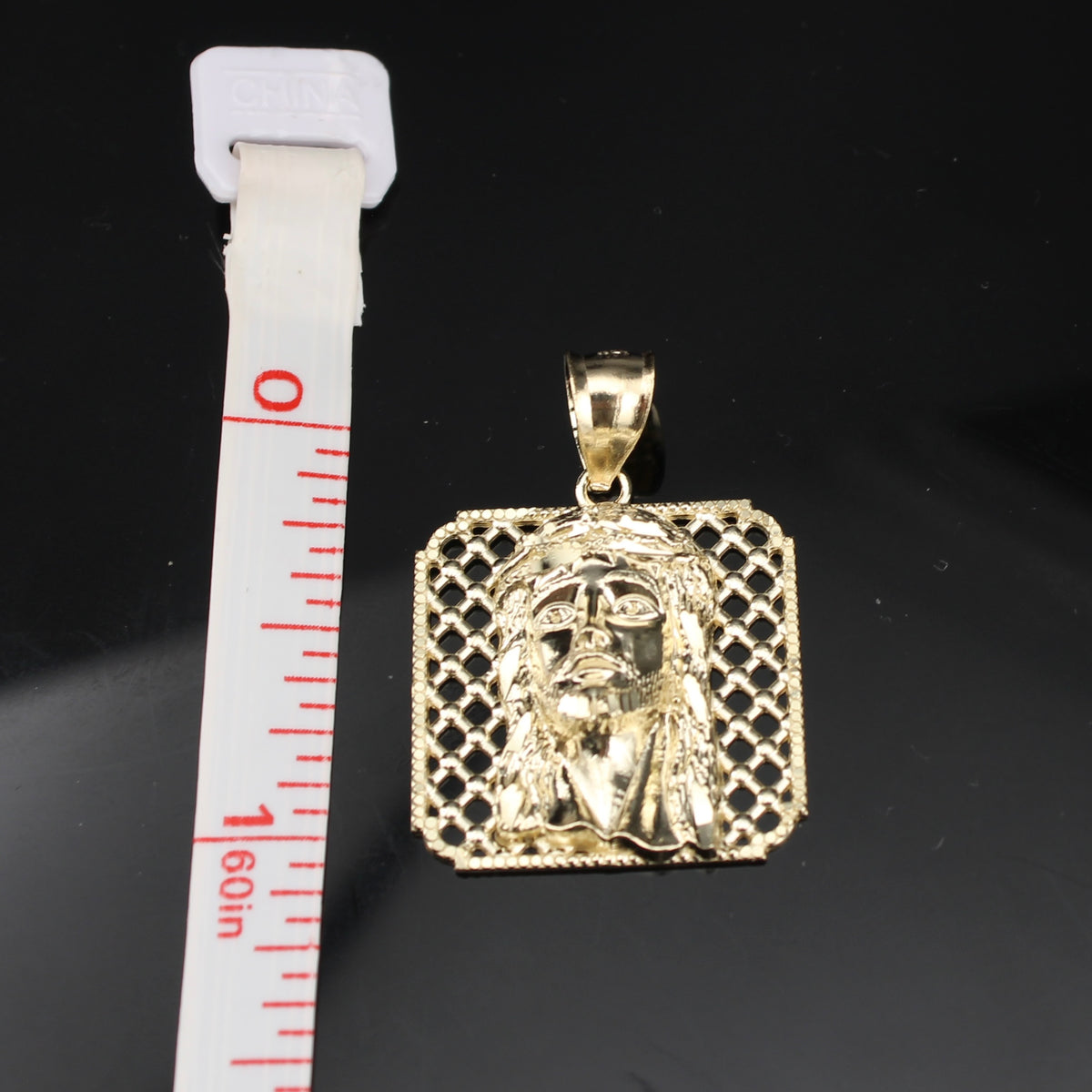 Real 10K Gold Jesus Pendant Square
