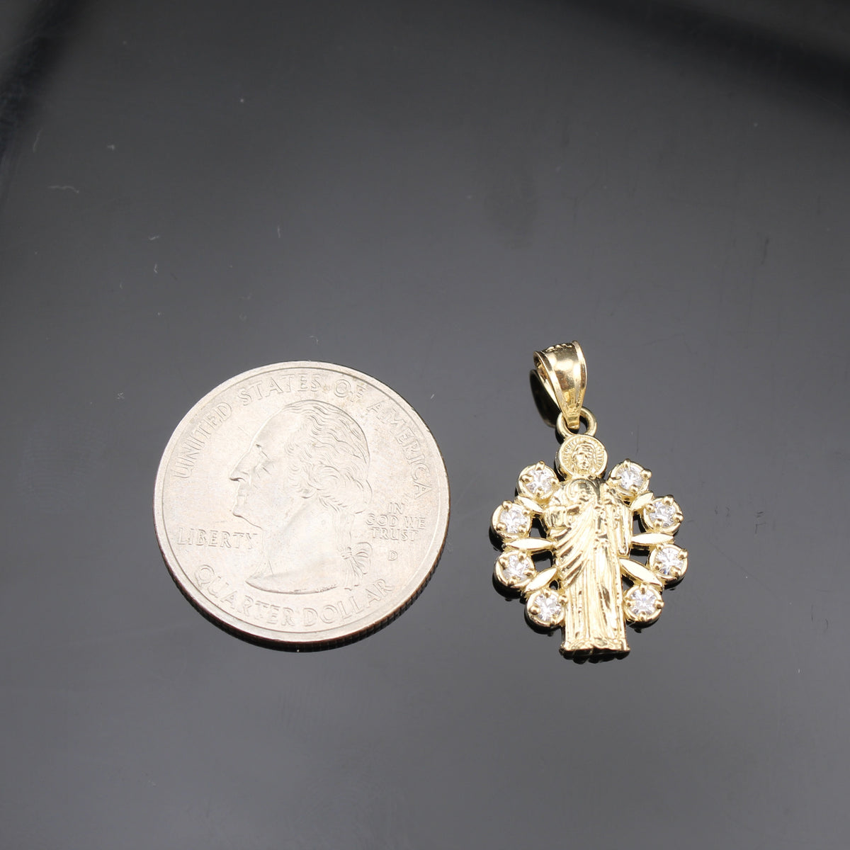 Real 10K Gold Virgin Mary Pendant