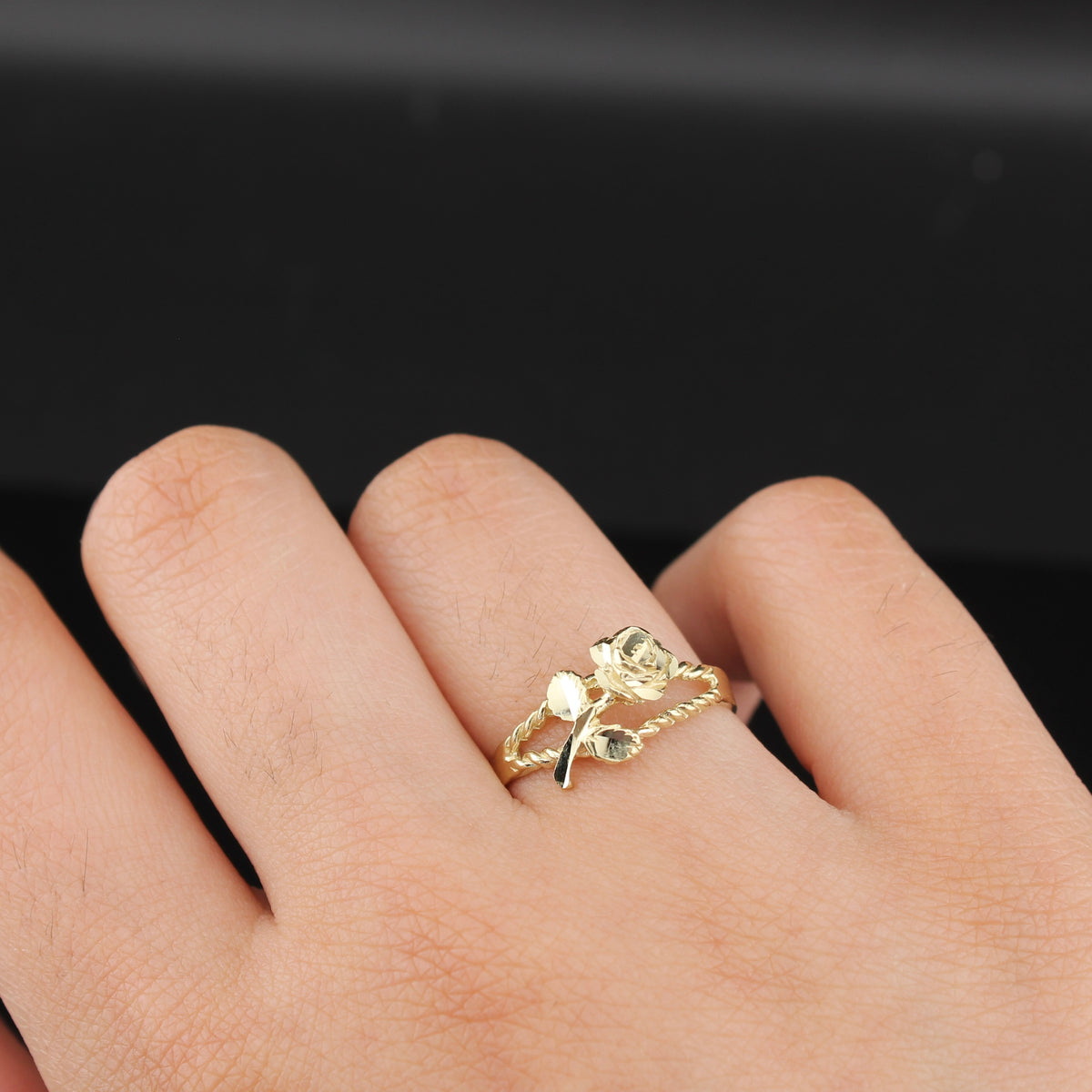 Real 10K Gold Rose Ring