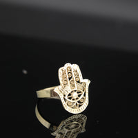 Anillo de Mano Hamsa de Oro de 10K auténtico