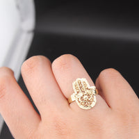 Anillo de Mano Hamsa de Oro de 10K auténtico