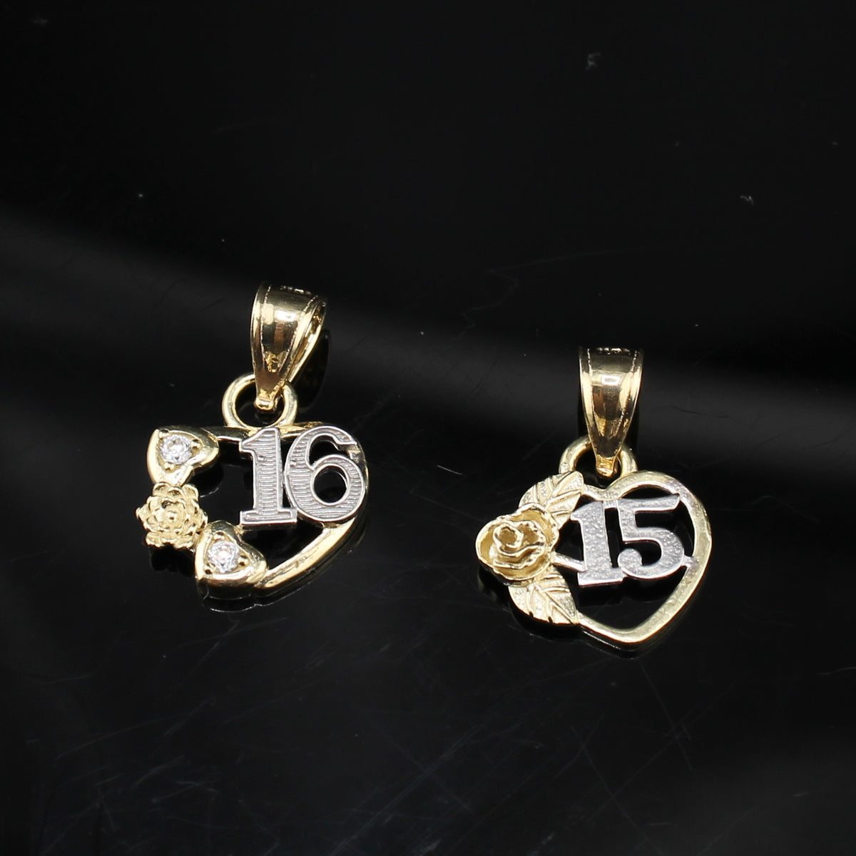 Real 10K Gold Sweet 16/ 15 Quinceanera Pendant