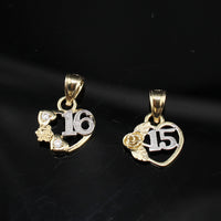 Real 10K Gold Sweet 16/ 15 Quinceanera Pendant