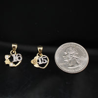 Real 10K Gold Sweet 16/ 15 Quinceanera Pendant