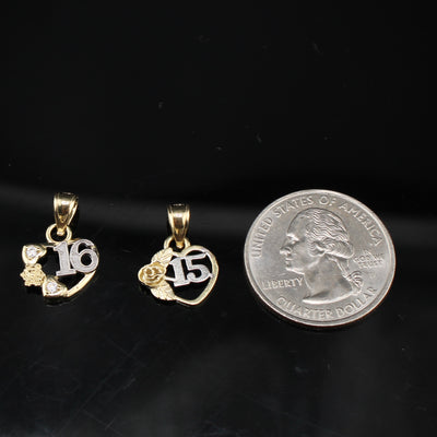 10K Real Gold Sweet 16/ 15 Quinceanera Pendant