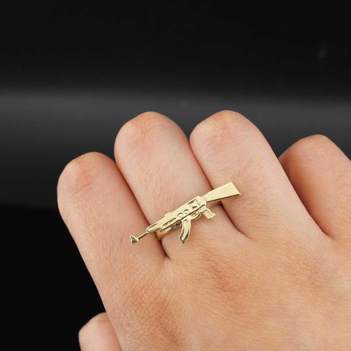 Real 10K Gold Ak-47 Ring