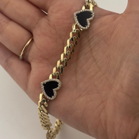 Real 10K Gold Black Heart Cuban Chain