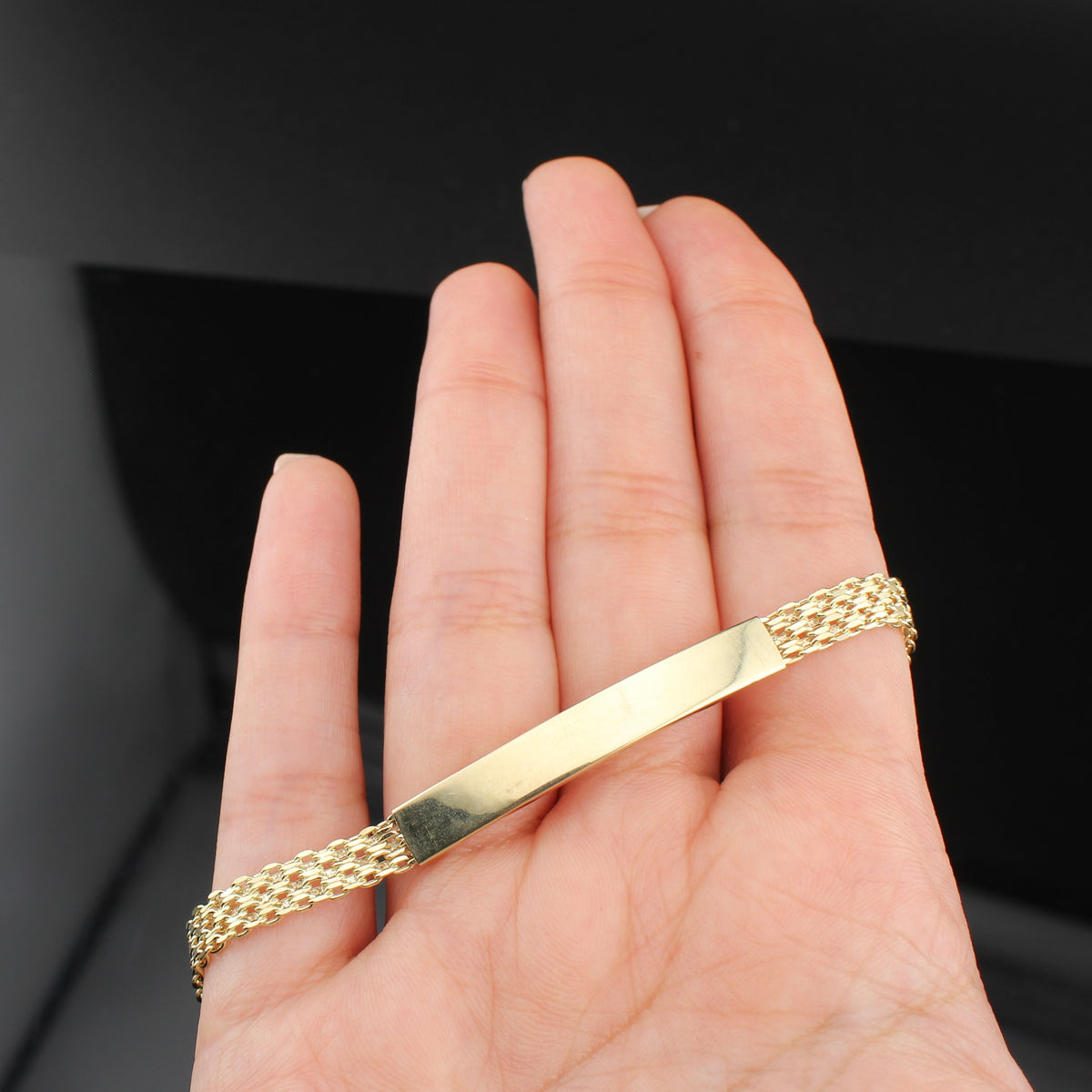 Pulsera Real de Eslabones ID Bismark de Oro de 10K