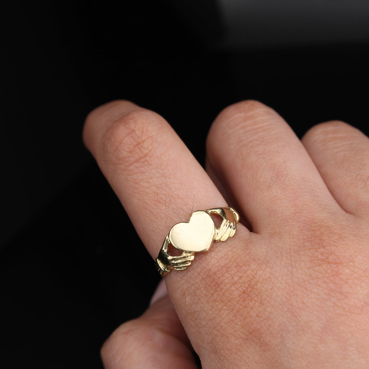 Real 10K Gold Claddagh Heart Ring