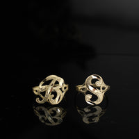 10K Real Gold Initial Letter Cursive Rings