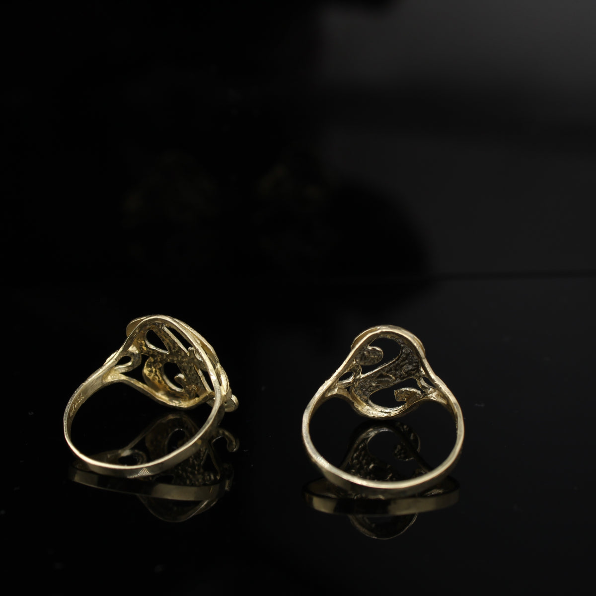 10K Real Gold Initial Letter Cursive Rings