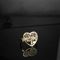 Anillo de oro de 10K auténtico con corazón del Árbol de la Vida