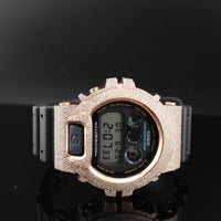 Diamond Iced Out G-Shock Watch Rose Gold in 10K gold - on black background - ICEbyAK