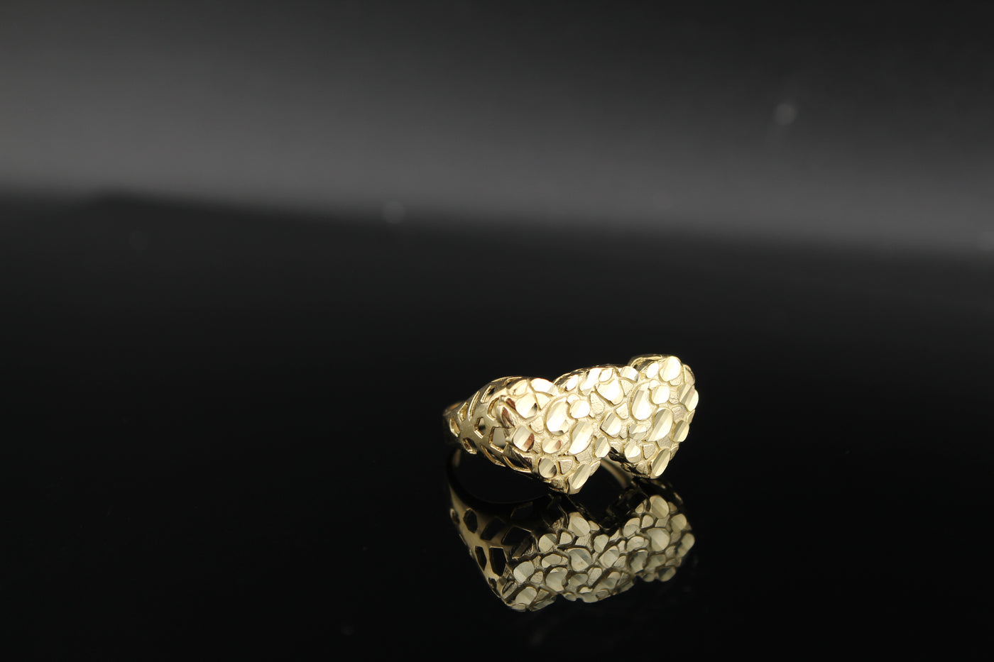 10K Gold Double Heart Nugget Ring