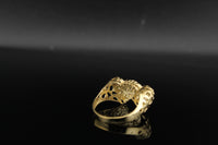 Anillo de oro de 10K con doble corazón en forma de pepita