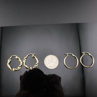 Aretes de aro de oro de 10K auténtico