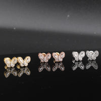Aretes de mariposa de oro de 10K con diamantes de 0,30 CTW