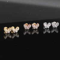 Aretes de mariposa de oro de 10K con diamantes de 0,30 CTW