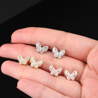 Aretes de mariposa de oro de 10K con diamantes de 0,30 CTW