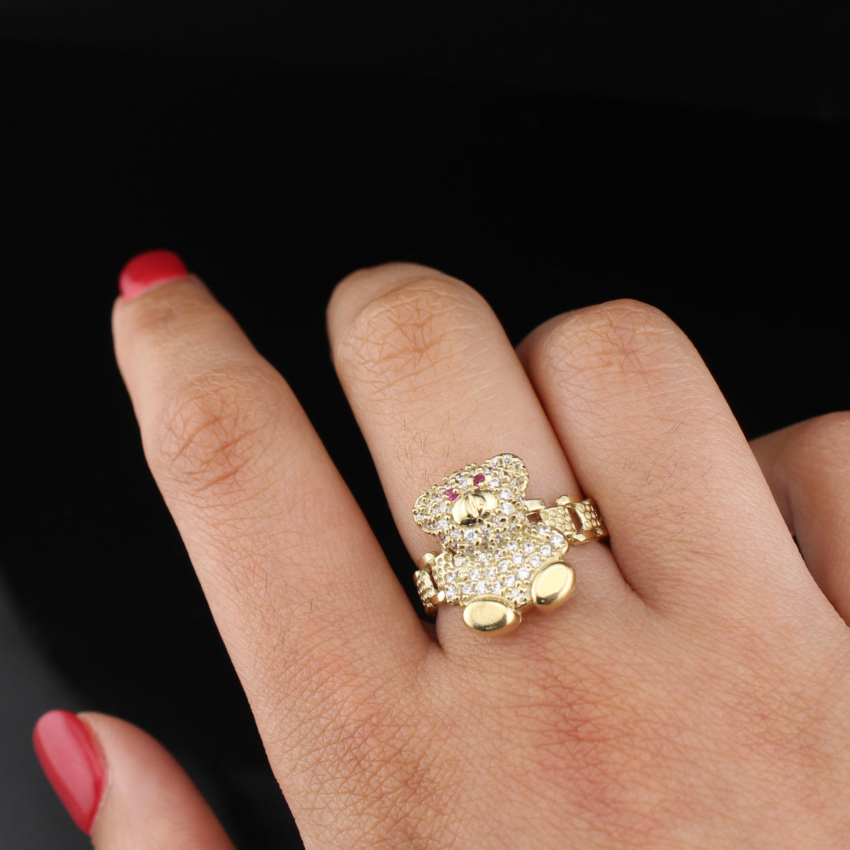Real 10K Gold Teddy Bear Ring