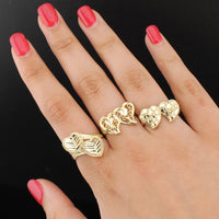 Anillos de Doble Corazón de Oro Real de 10K