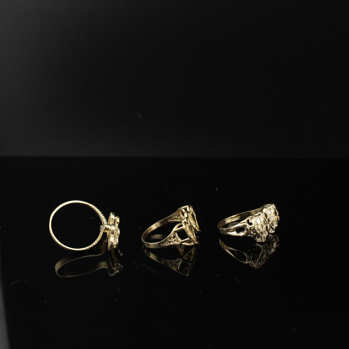 Anillos de Doble Corazón de Oro Real de 10K