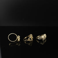 Anillos de Doble Corazón de Oro Real de 10K