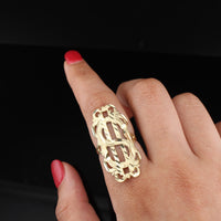 Real 10K Gold Dollar Sign Large Ring