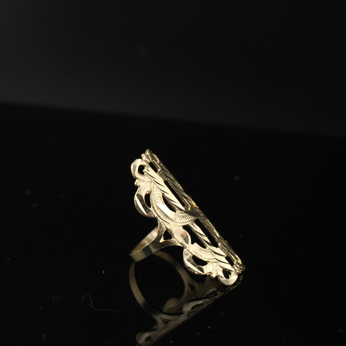 Real 10K Gold Dollar Sign Large Ring