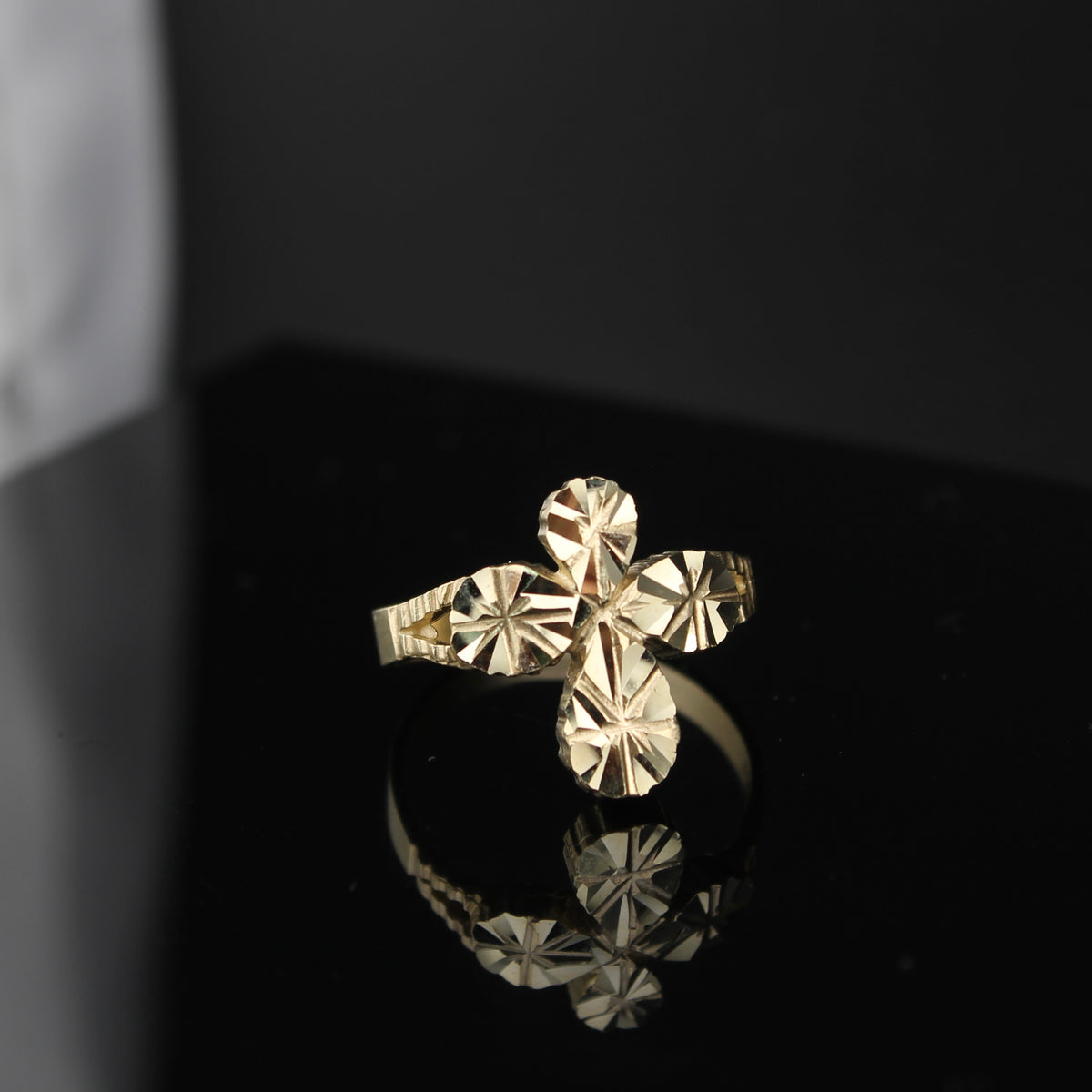 Anillo de cruz de oro 10K auténtico