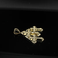 Real 10K Gold Cross Trio Pendant