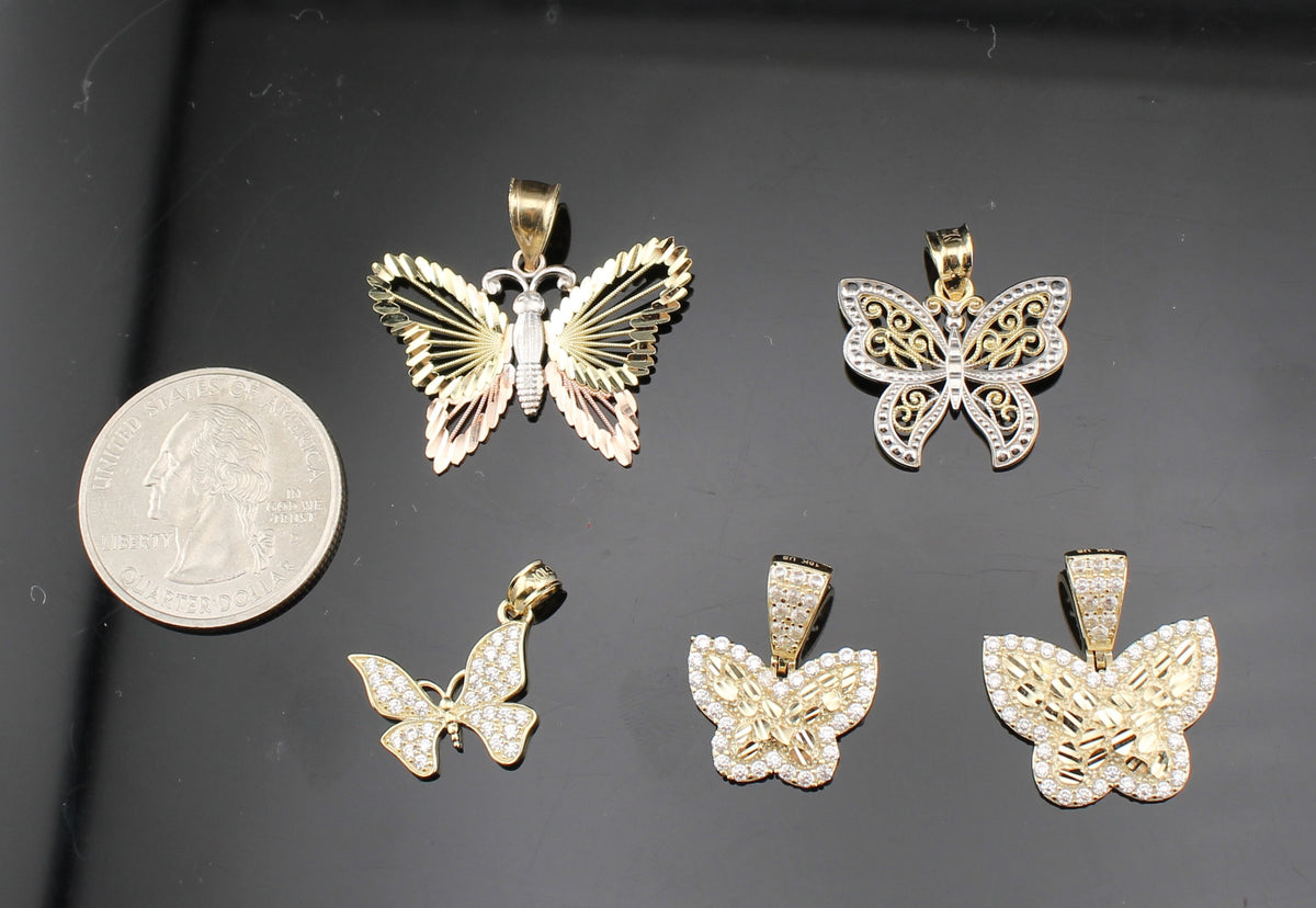 Real 10K Gold Butterfly Pendants