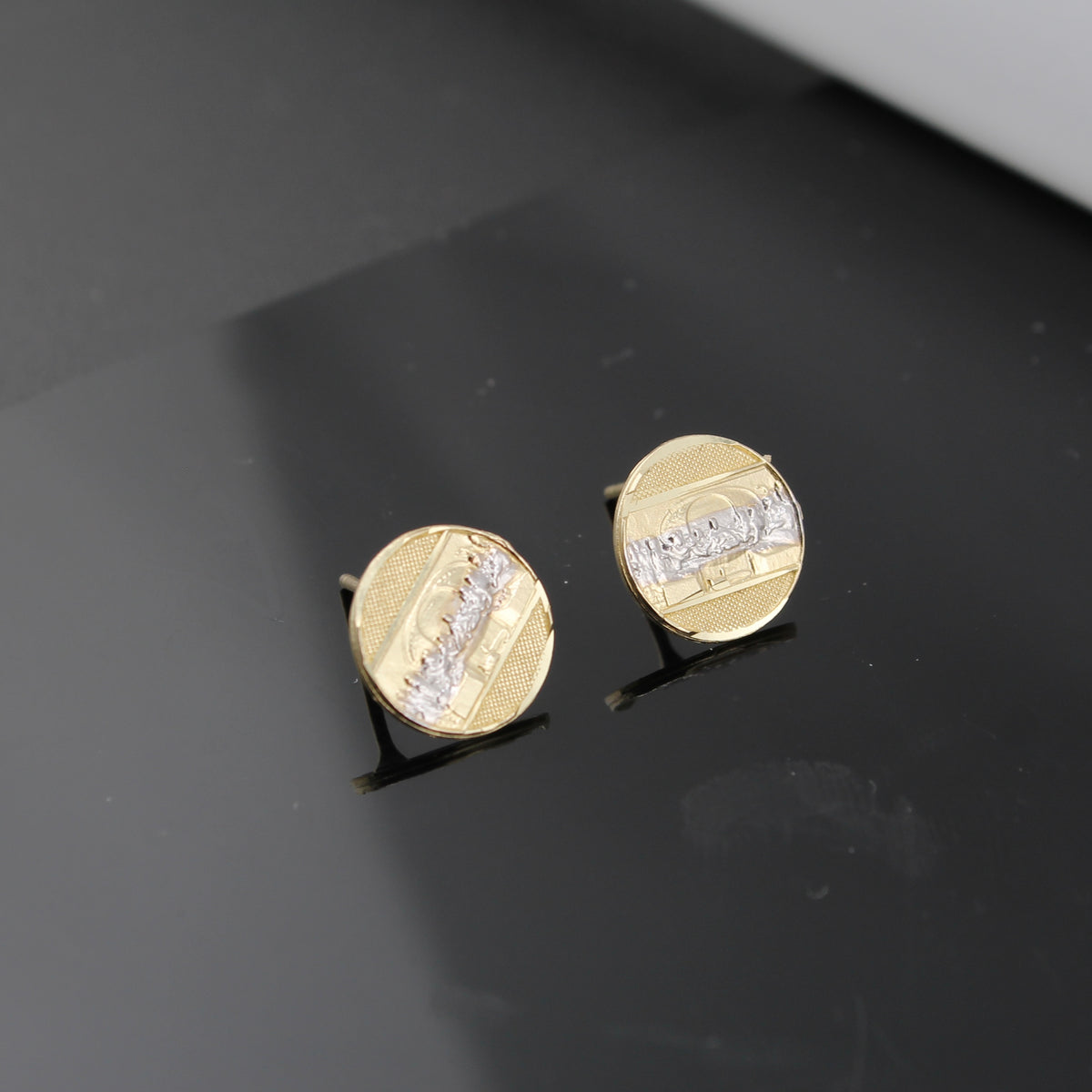 Aretes de la Última Cena de oro de 10K auténtico