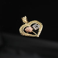 Real 10K Gold Heart Quinceañera Pendant