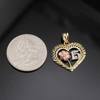 Real 10K Gold Heart Quinceañera Pendant