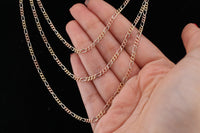Real 14K Tri-Color Gold Figaro Chains
