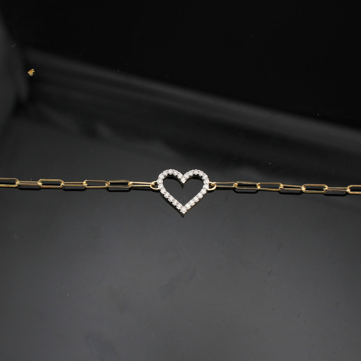 Pulsera de mariposa y corazón con diamantes de oro de 10 quilates auténtico