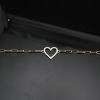 Pulsera de mariposa y corazón con diamantes de oro de 10 quilates auténtico