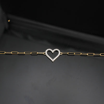 10k Diamond Butterfly Heart Bracelet 7 inch