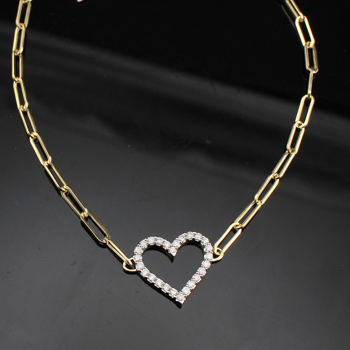 Pulsera de mariposa y corazón con diamantes de oro de 10 quilates auténtico