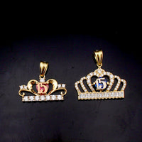 Real 10K Gold Quinceañera Crown Pendants