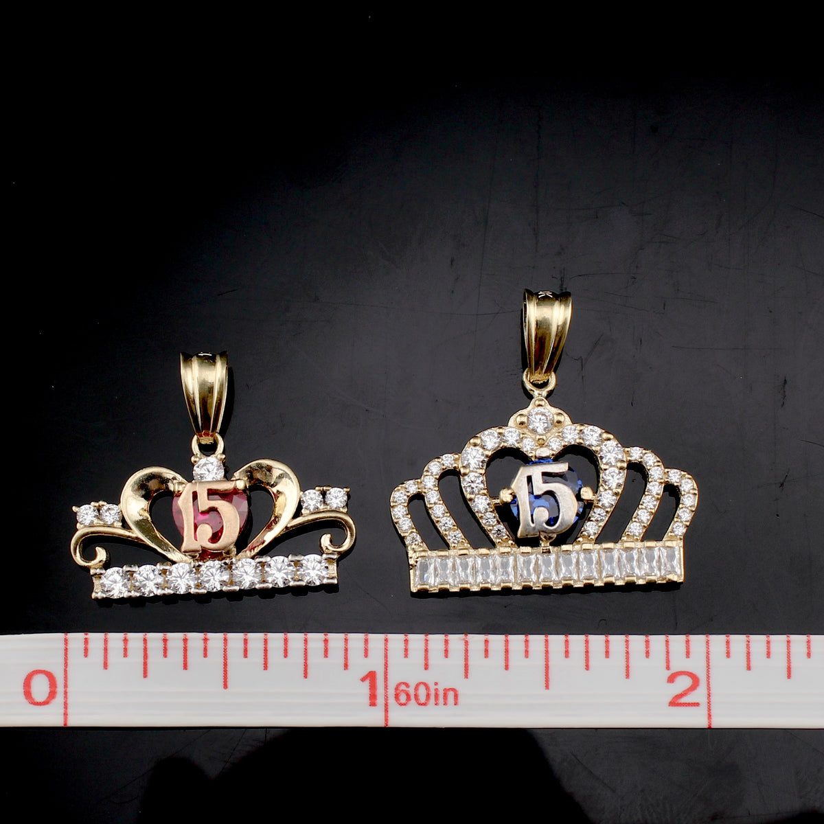 Real 10K Gold Quinceañera Crown Pendants