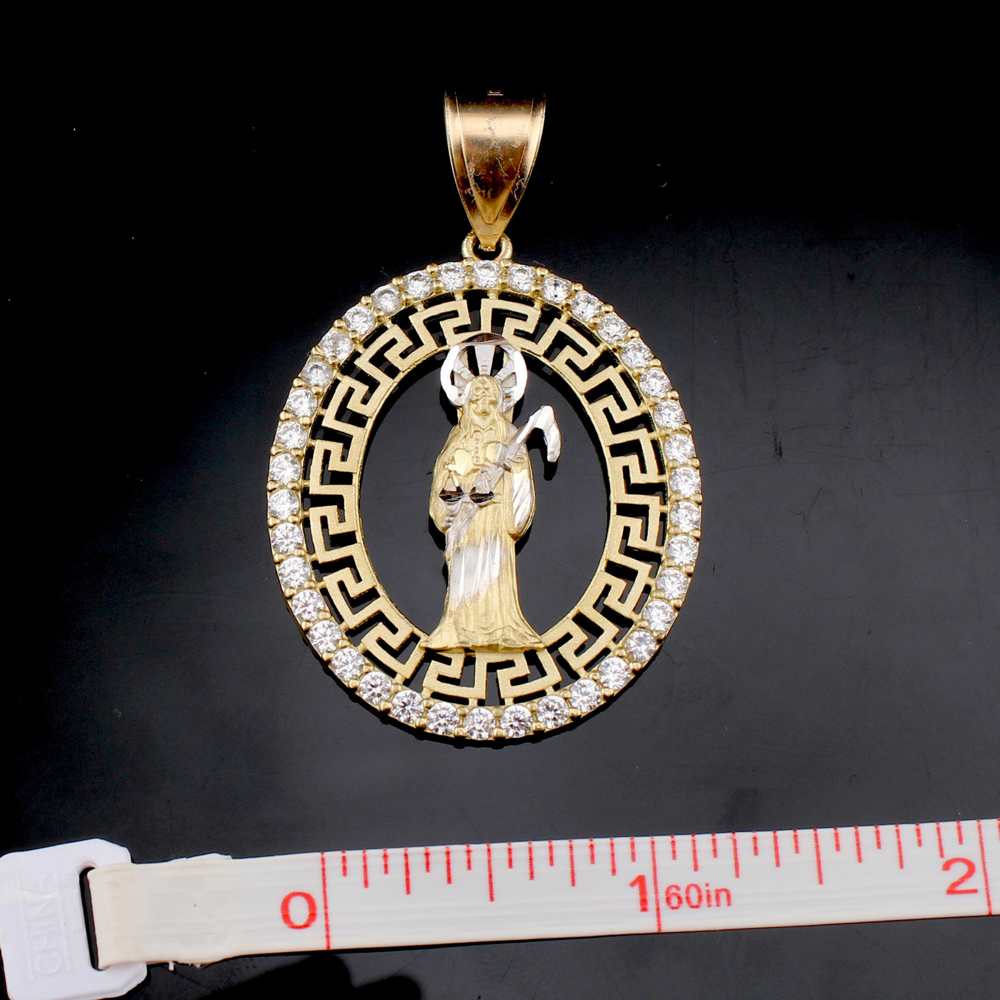 10K Real Gold Santa Muerte Pendant