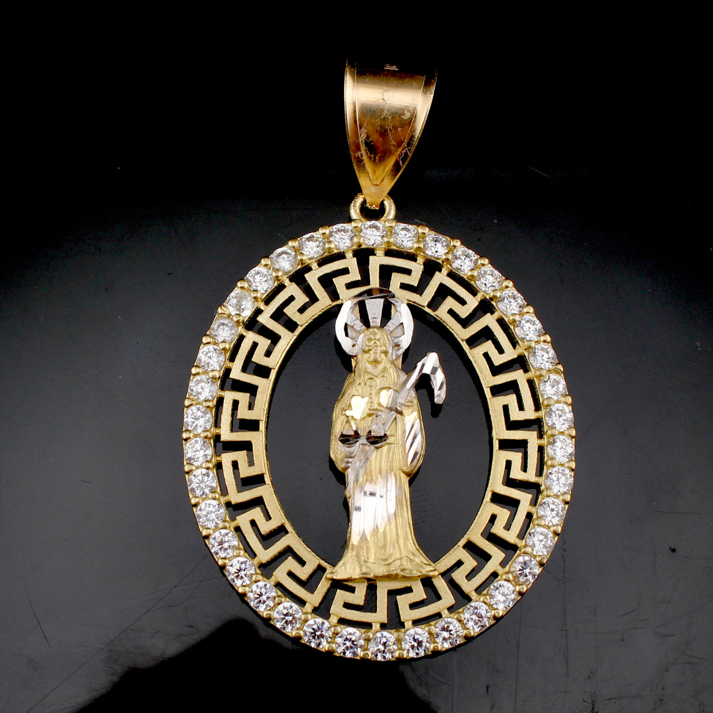 10K Real Gold Santa Muerte Pendant